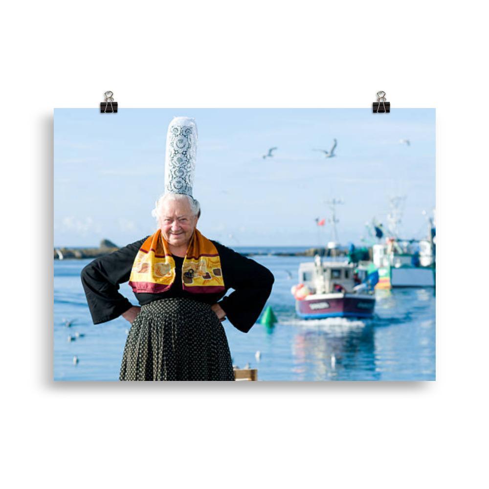 Poster Bigoudène au Port - Autocollant BZH