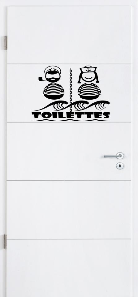 Sticker Breton Porte Design Couple Breton Toilettes - Autocollant BZH
