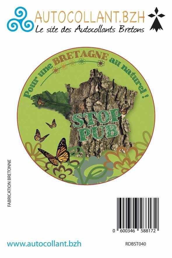 STOP PUB Bretagne au Naturel (ancien visuel) - Autocollant BZH