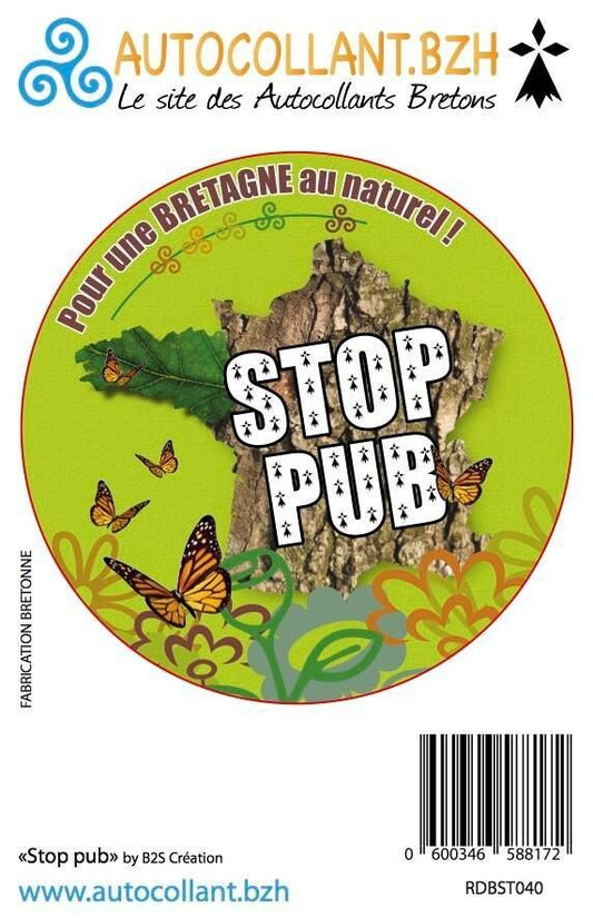 STOP PUB Bretagne au Naturel (Nouveau visuel) - Autocollant BZH