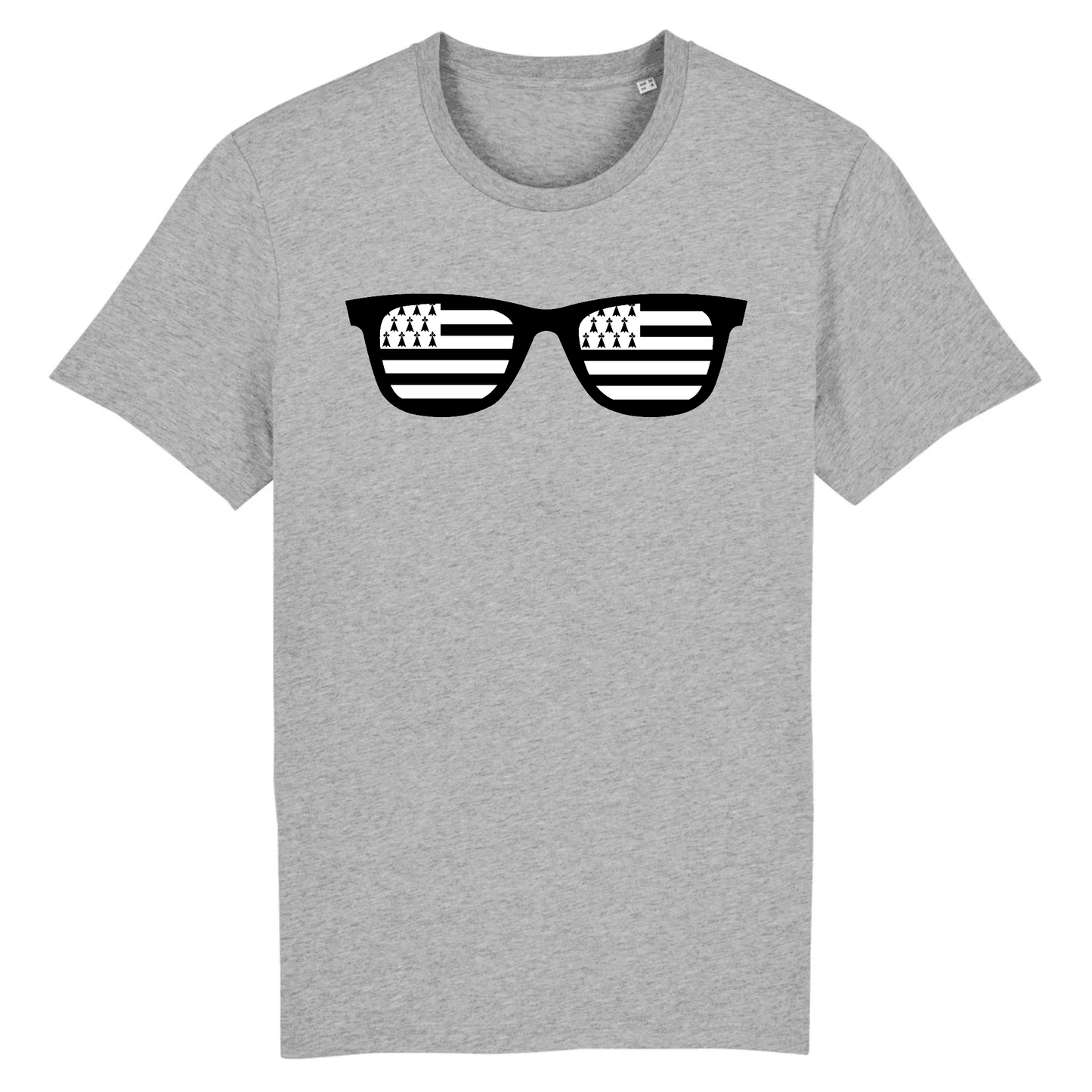 Tee-shirt Bio Unisexe Lunettes Drapeau Bretons - Autocollant BZH