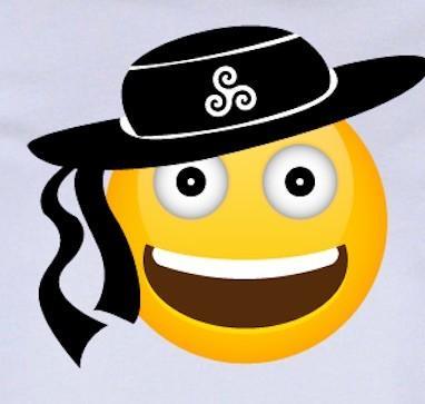 Tee-shirt Blanc Emoji Joyeux Breton - Autocollant BZH