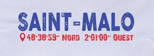 Tee-shirt Blanc ST Malo Longtitude & Latitude - Autocollant BZH