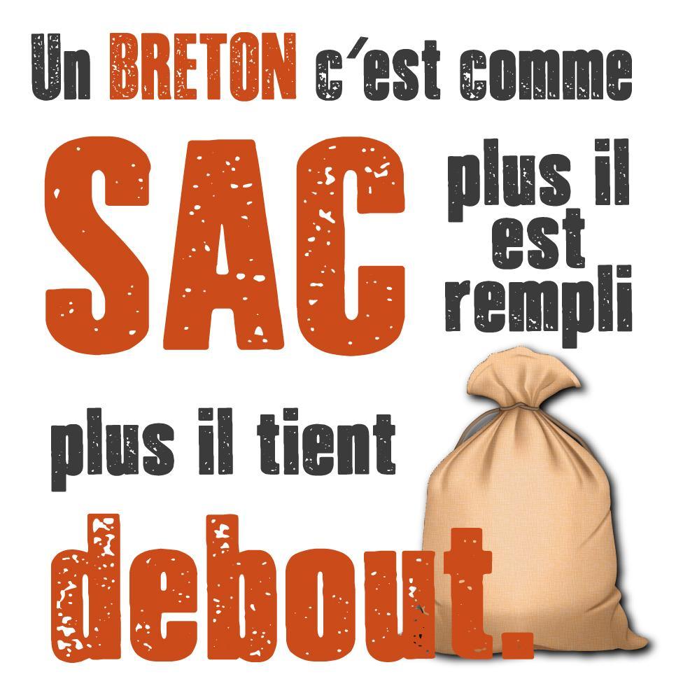 Tee-shirt Blanc Un Breton C'est Comme Un Sac - Autocollant BZH