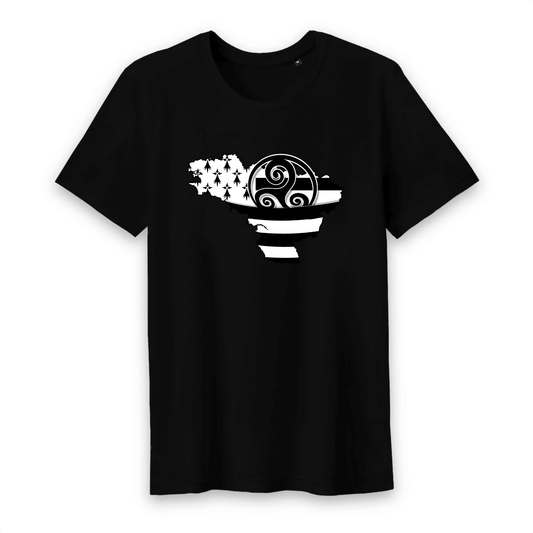 Tee-shirt Breton 100% Coton Bio Bretagne Triskell - Autocollant BZH