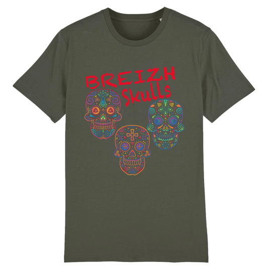 Tee-shirt Breton Bio Breizh Skulls - Autocollant BZH