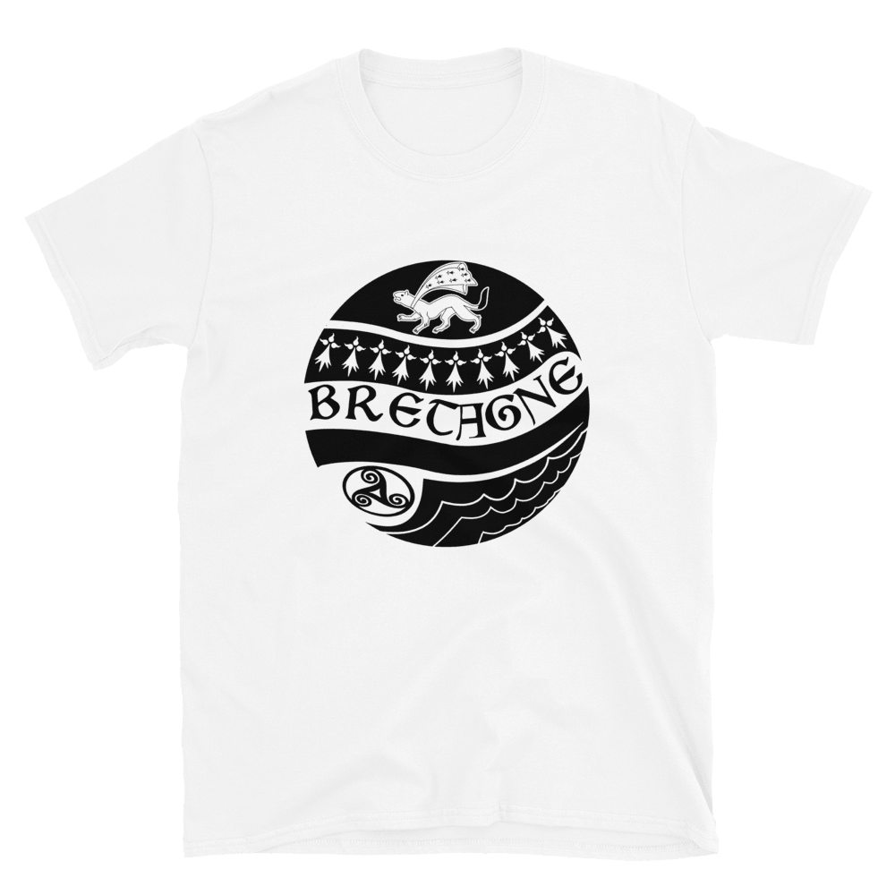 Tee-shirt Breton Blanc Hermines Triskell Vagues - Autocollant BZH