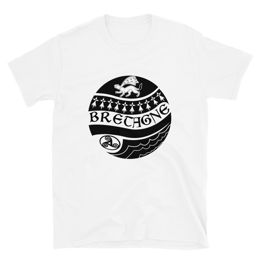 Tee-shirt Breton Blanc Hermines Triskell Vagues - Autocollant BZH