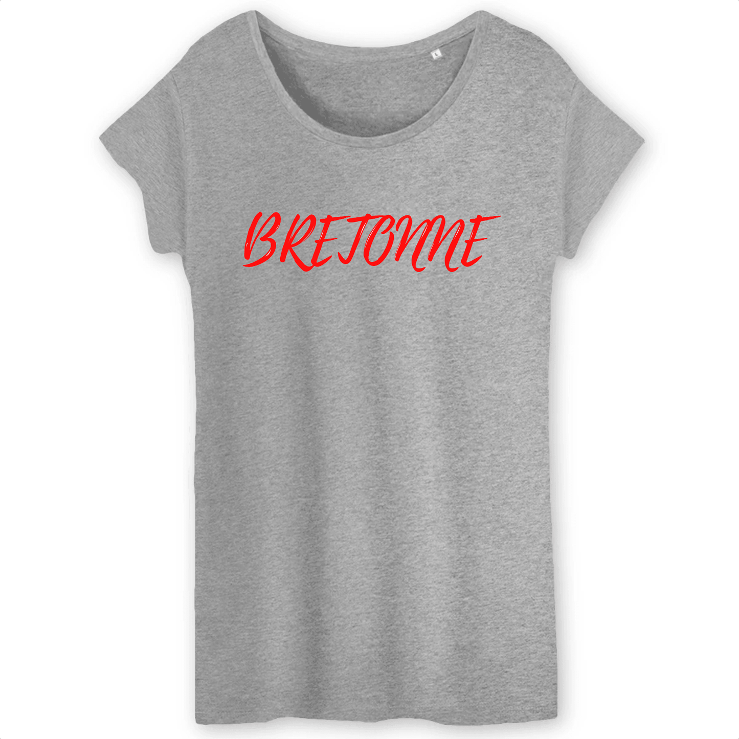 Tee-shirt Breton en coton bio pour Femme avec inscription Bretonne - Autocollant BZH