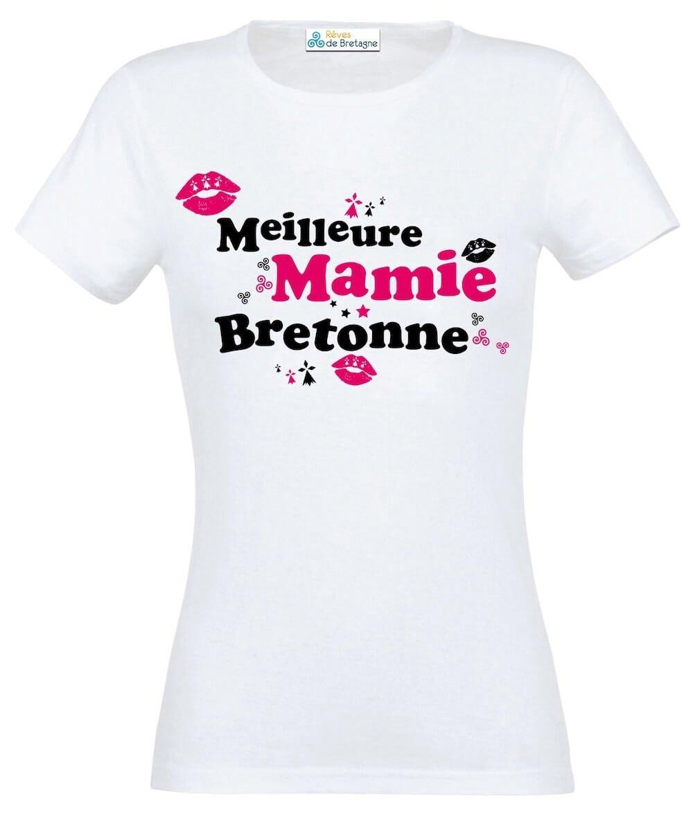 Tee-shirt Breton Meilleure Mamie Bretonne - Autocollant BZH