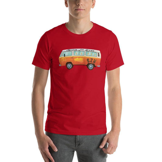 Tee-shirt en coton bio unisexe Hippie Bus Breizh For Ever - Autocollant BZH