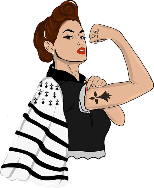 Tee-shirt femme Bretonne PowerFull - Autocollant BZH