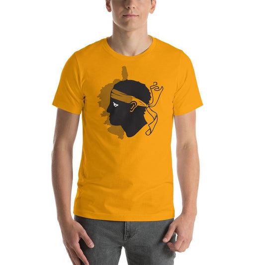 Tee-shirt Unisexe Corsica avec le drapeau et la carte de la Corse - Autocollant BZH