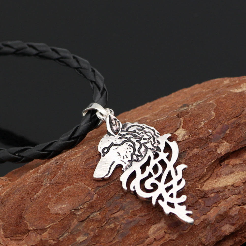 Collier Loup Celtique Vintage – Pendentif Viking Unisexe en Argent Vieilli