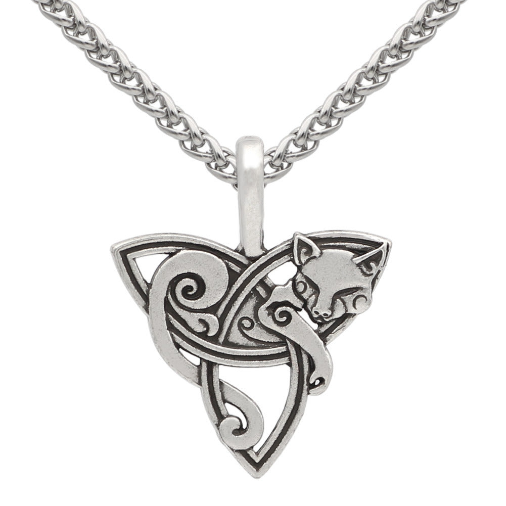 Collier “Loup & Triquetra” – Esprit nordique, âme sauvage