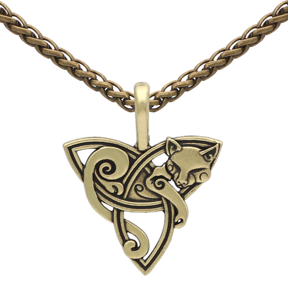 Collier “Loup & Triquetra” – Esprit nordique, âme sauvage