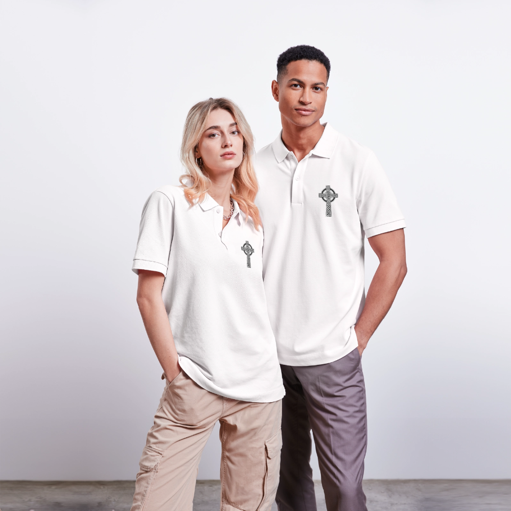 Polo Unisexe Bio Croix Celtique - blanc
