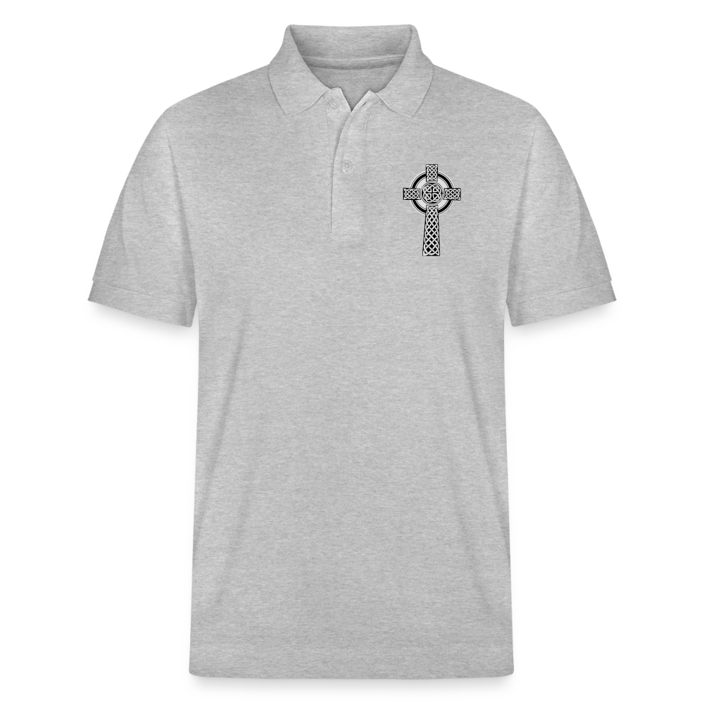 Polo Unisexe Bio Croix Celtique - gris chiné