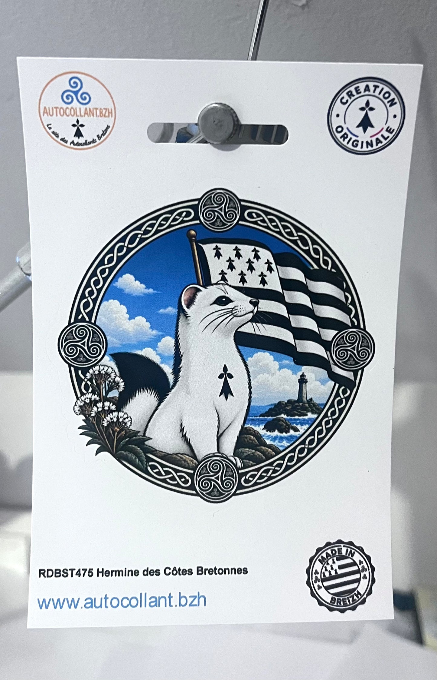 Autocollant Hermine des Côtes Bretonnes – 9 × 9 cm