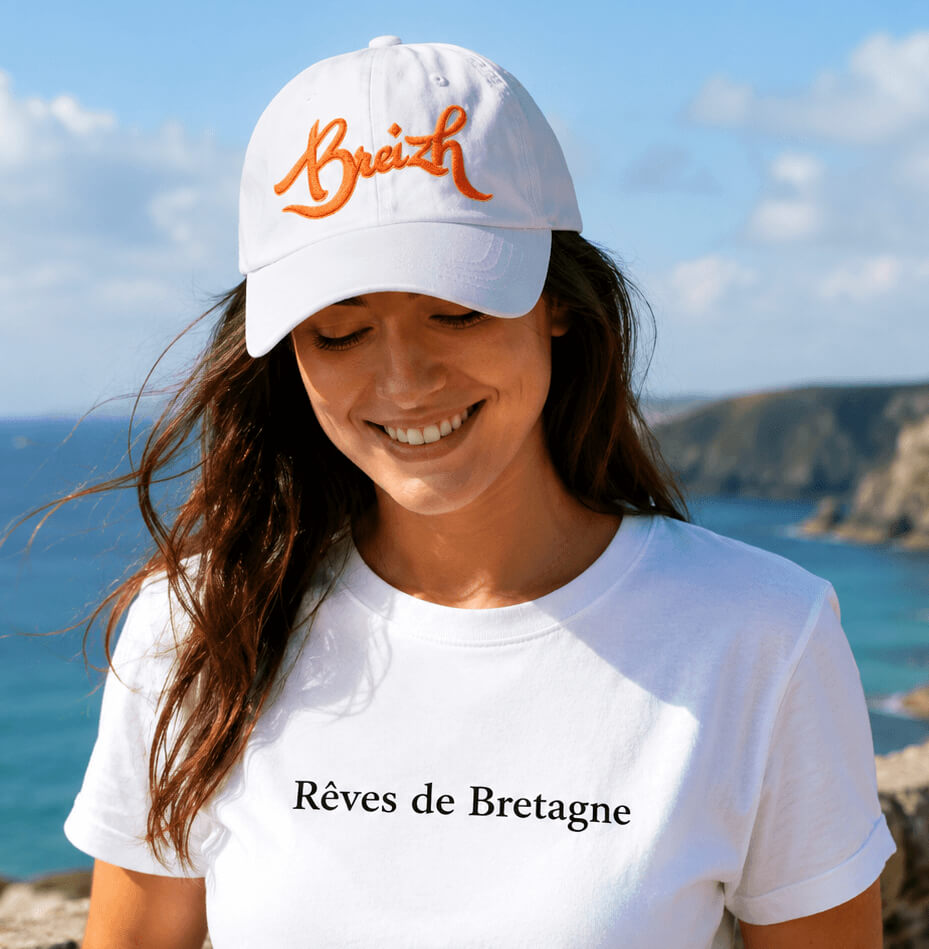 Casquette Bretagne Brodée – Orange & Jaune | Breizh