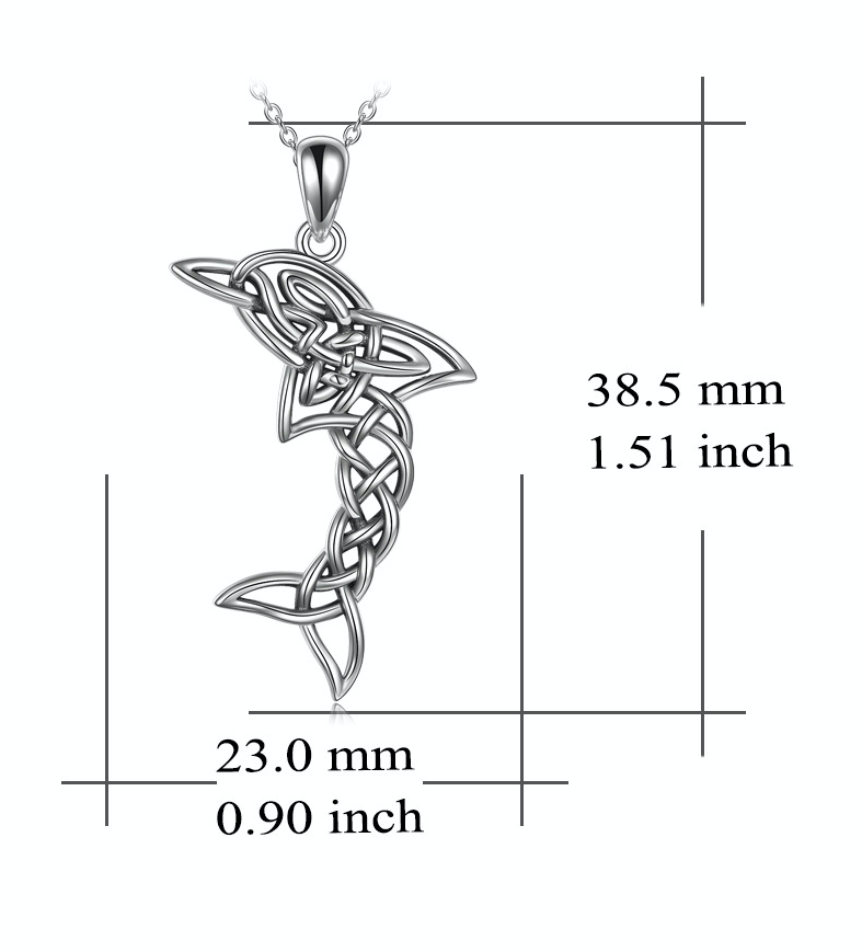 Collier Dauphin Celtique en Argent Sterling S925 – Pendentif Nœud Celtique pour Femme