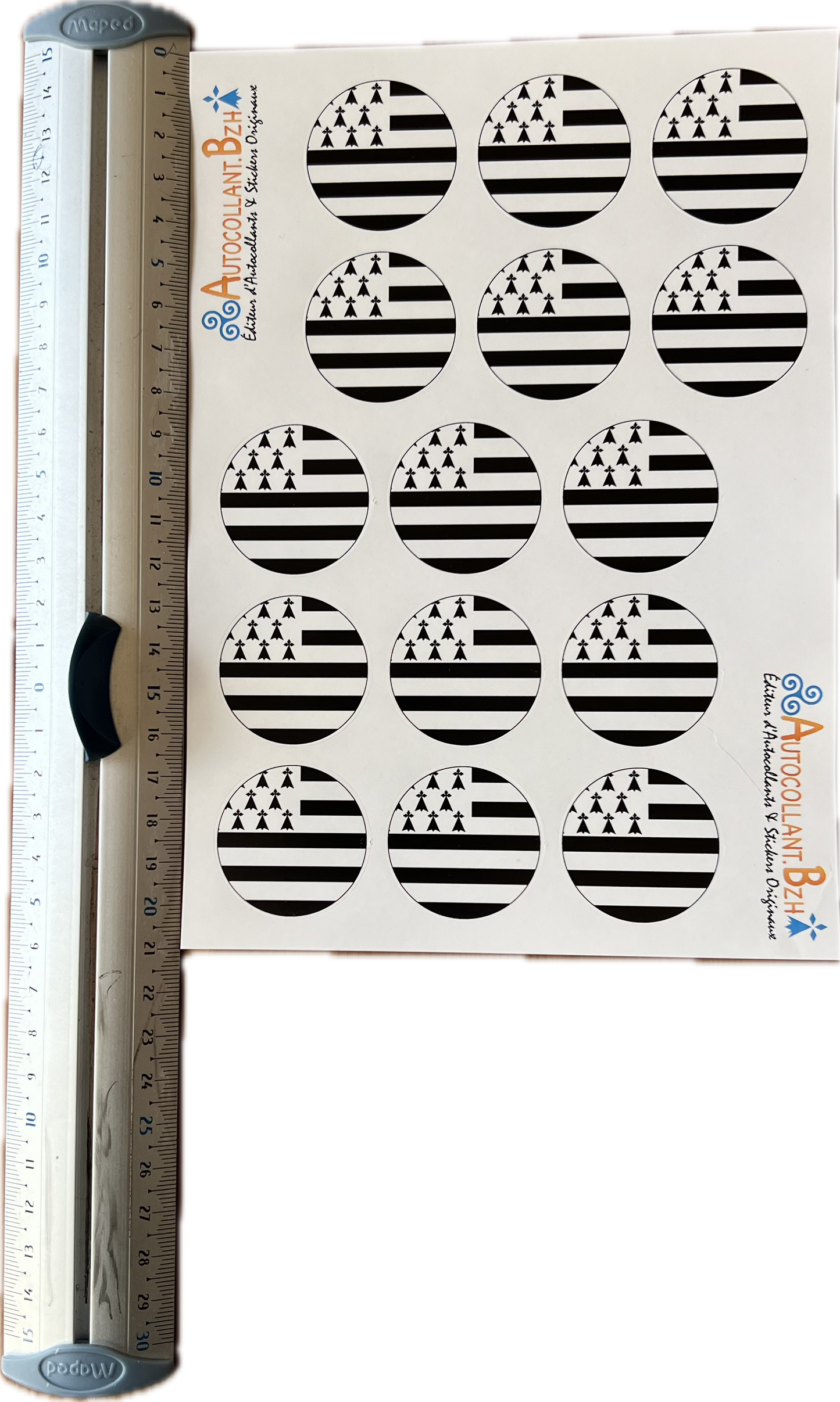 Platte mit 15 runden bretonischen Flaggen-Aufkleberpapier