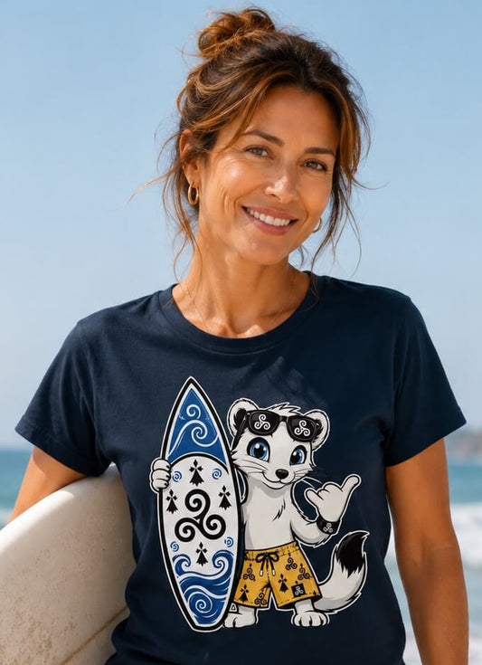 T-shirt unisexe coton biologique Hermine Surf