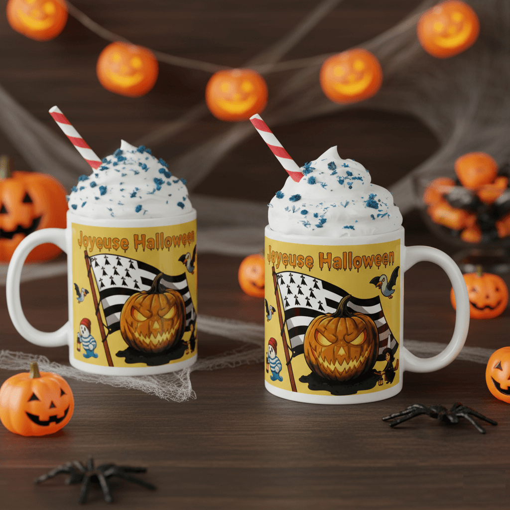 Mug brillant “Joyeuse Halloween Bretonne”