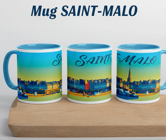 Mug à Intérieur Coloré Saint-Malo Minimaliste