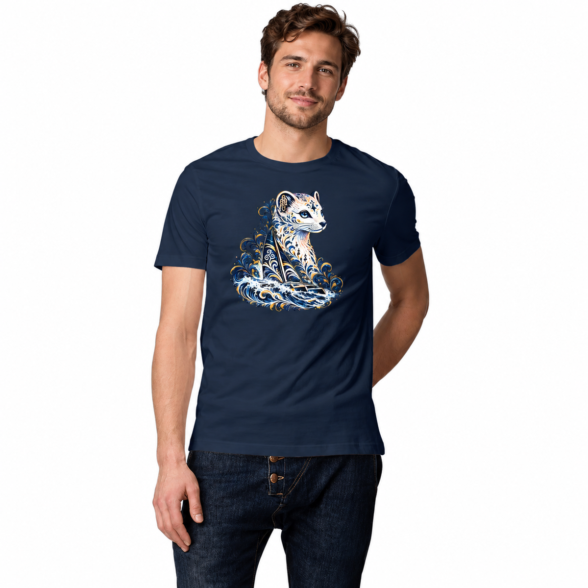 T-shirt breton Hermine Nautique en coton bio unisexe