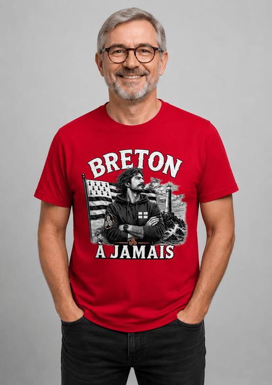 T-shirt Homme Breton à Jamais — Coton Bio · Visuel Personnage