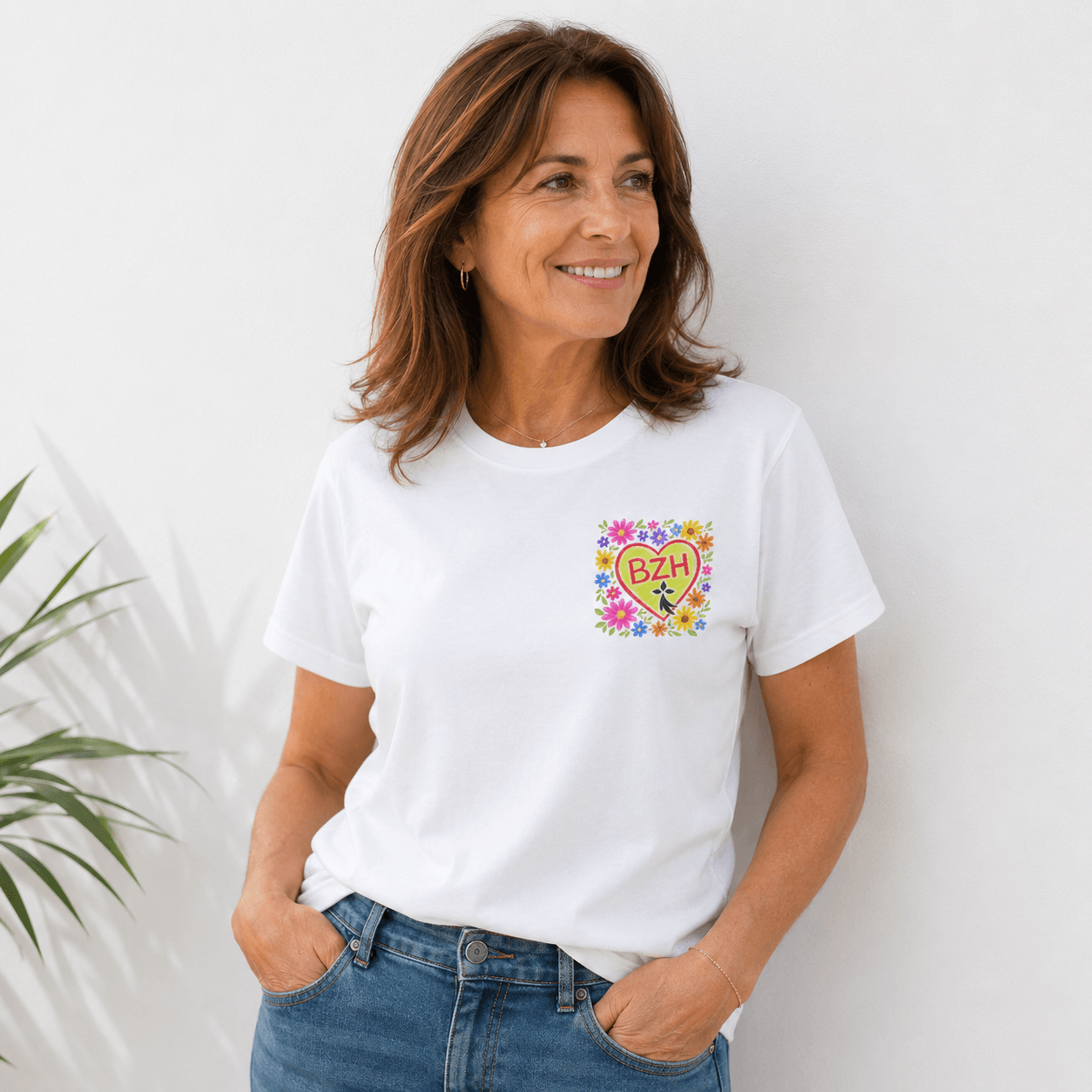 T-shirt Cœur BZH Fleuri – Double Marquage Cœur & Dos