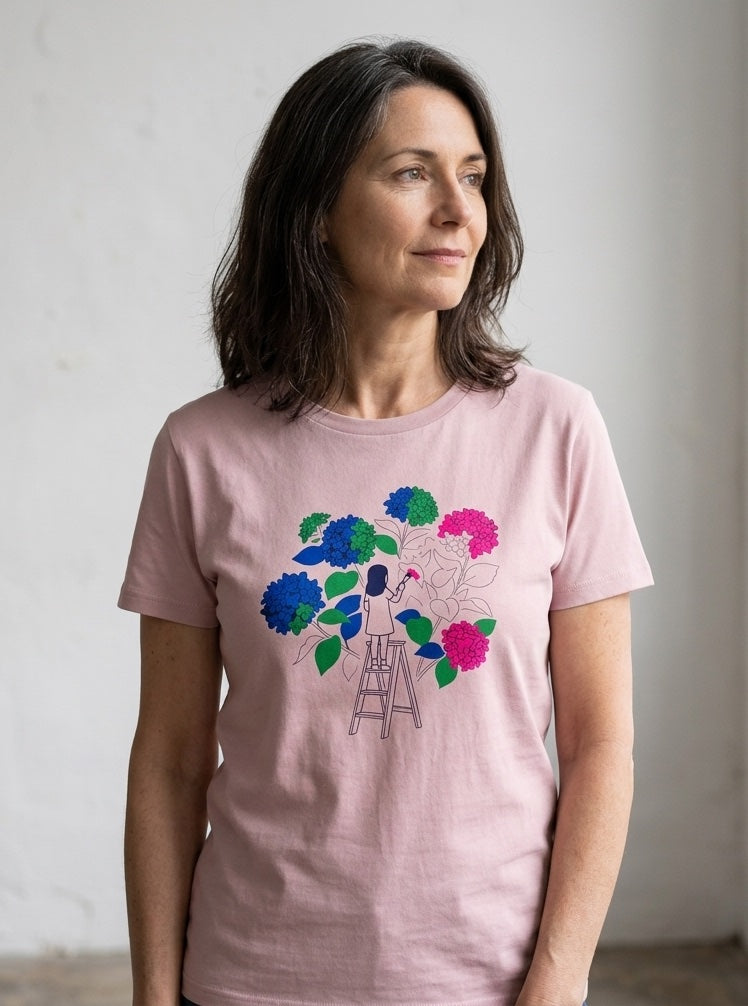 T-shirt Bio Hortensias du Printemps – Coton Biologique Breton