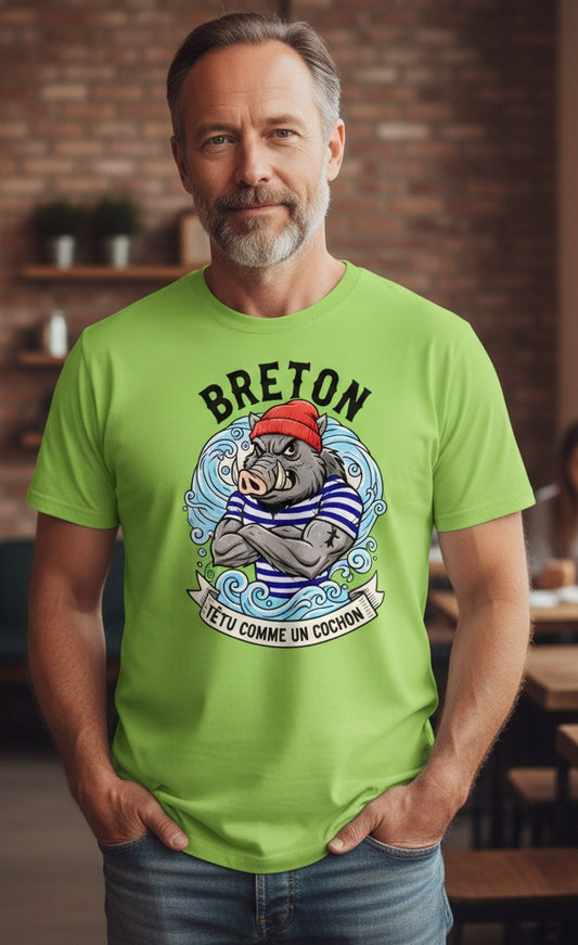 T-shirt Breton Têtu Comme un Cochon
