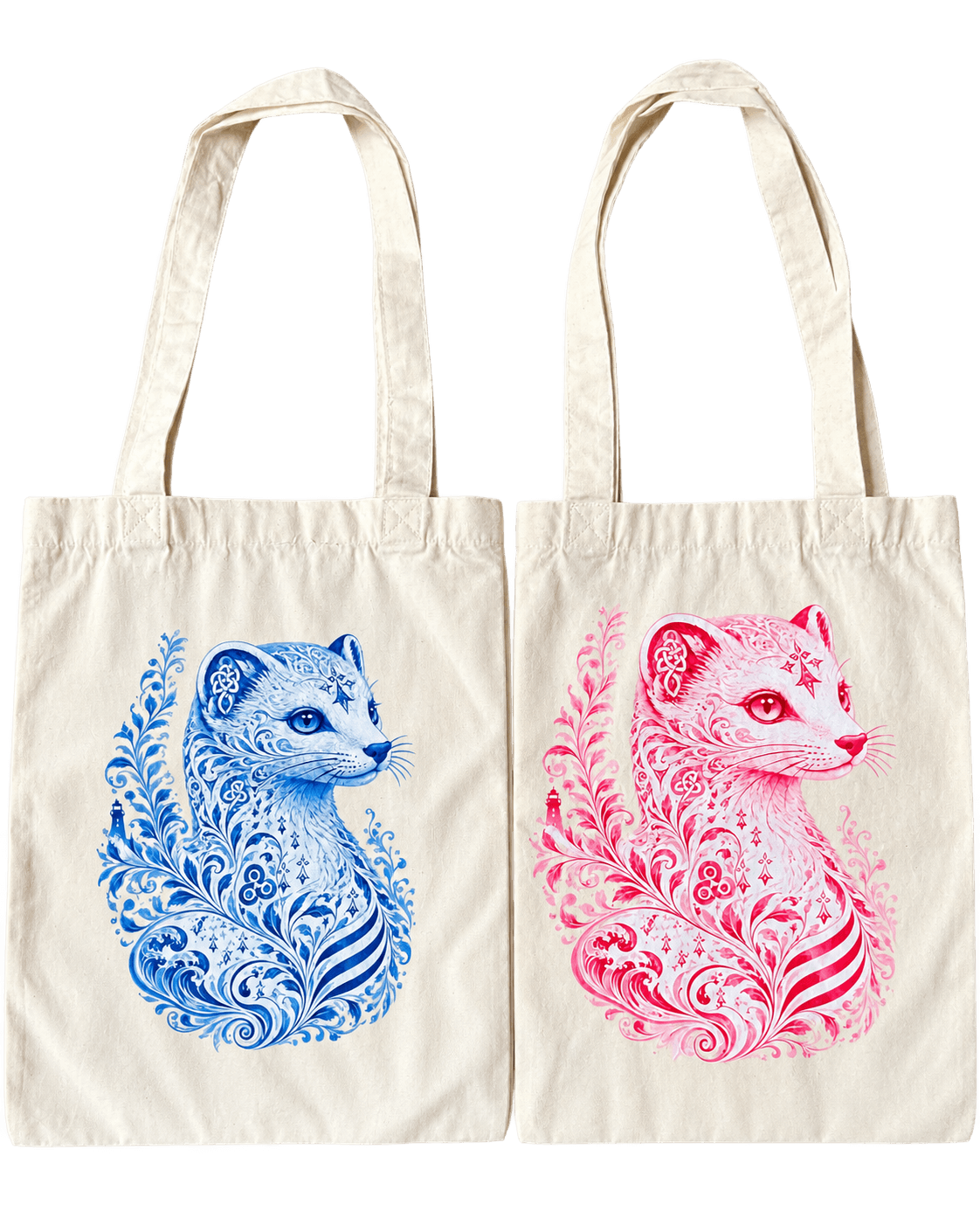 Tote bag breton Hermine stylisée en coton