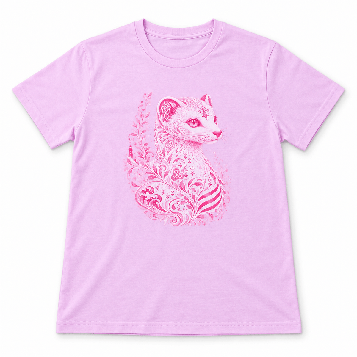 T-shirt rose Hermine Stylisée – Coton bio.