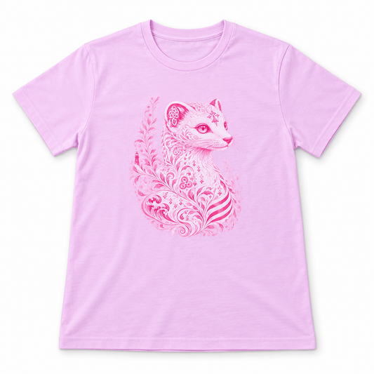 T-shirt rose Hermine Stylisée – Coton bio.