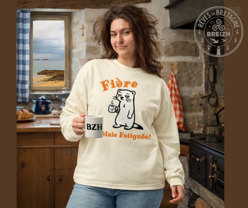 Sweat-shirt Breton « Fière mais fatiguée »