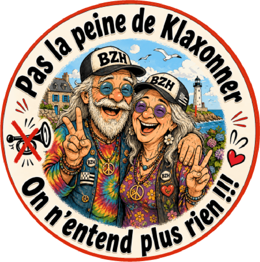 Autocollant Breton 15 cm “Pas la peine de klaxonner” – Sticker humour BZH