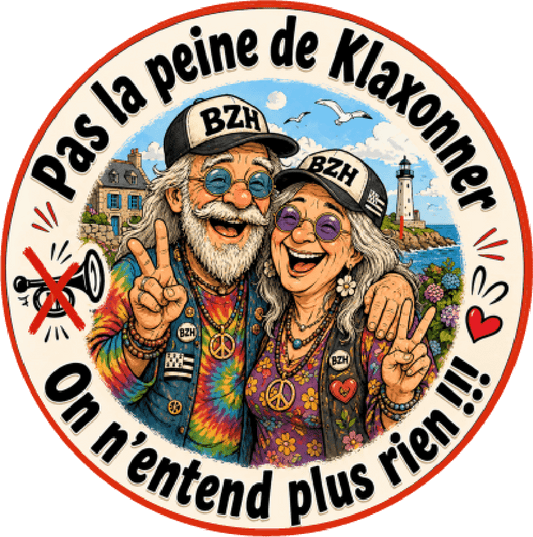 Autocollant Breton 15 cm “Pas la peine de klaxonner” – Sticker humour BZH