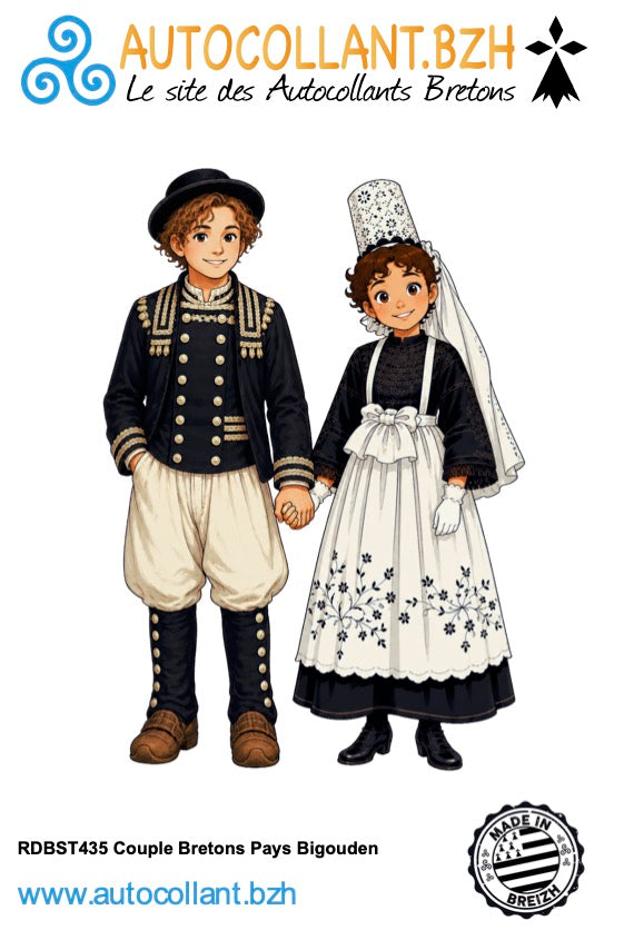 Autocollant Breton Couple Bigouden – Tradition et Élégance du Pays Bigouden