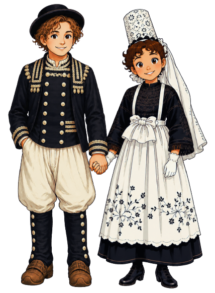 Autocollant Breton Couple Bigouden – Tradition et Élégance du Pays Bigouden