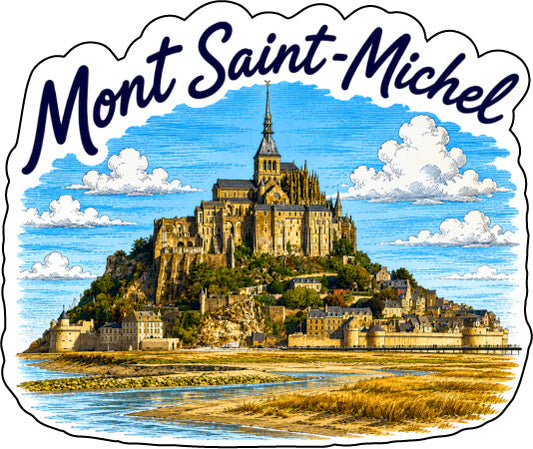 Autocollant Mont Saint Michel Style BD – 9x7,5 cm
