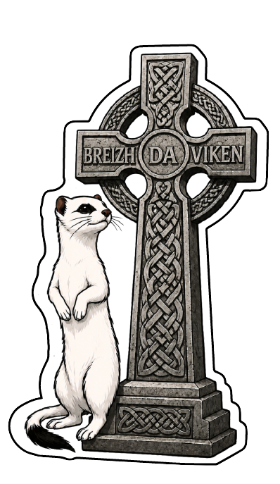 Autocollant Hermine Croix Celtique Breizh Da Viken