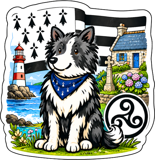 Autocollant Chien Breton – Gwenn ha Du & Triskell