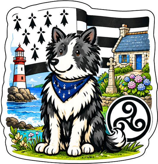 Autocollant Chien Breton – Gwenn ha Du & Triskell