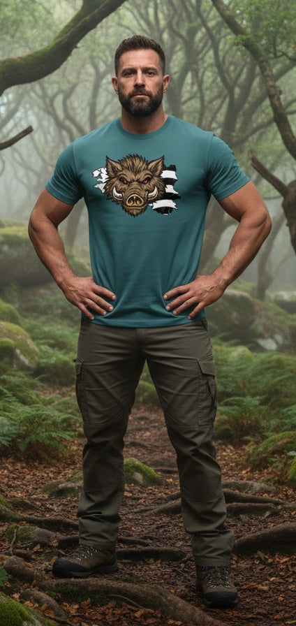 T-shirt Breton – Tête de Sanglier & Carte de Bretagne