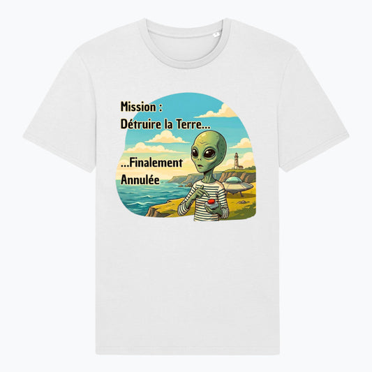 T-shirt blanc en coton bio Humour Bretagne – Mission Détruire La Terre