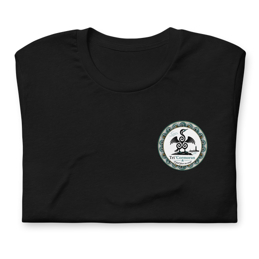 T-shirt unisexe noir Tri-Cormoran – motif breton Pays Bigouden, impression DTF, vue de face