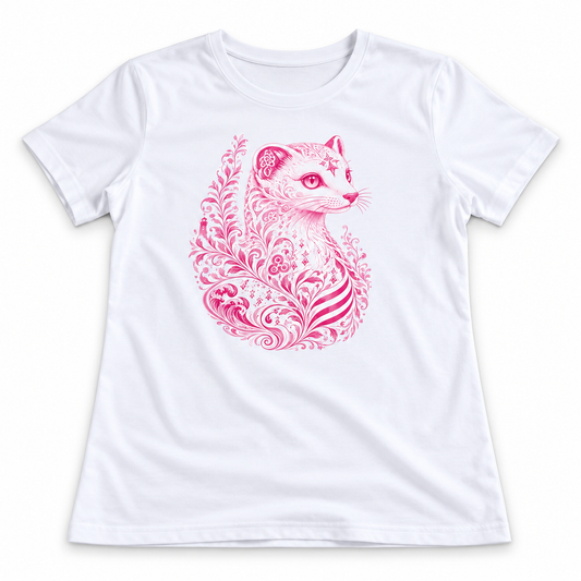 T-shirt blanc Hermine Stylisée Rose – Coton bio